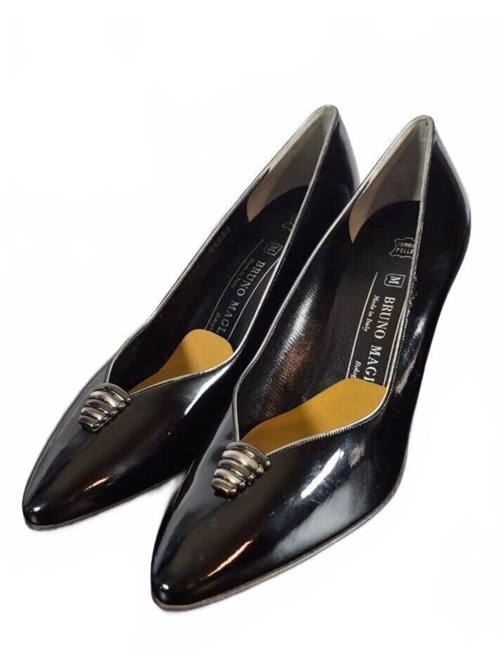 Bruno Magli 9.5 Black Patent Leather Pointed Toe Pumps Made in Italy